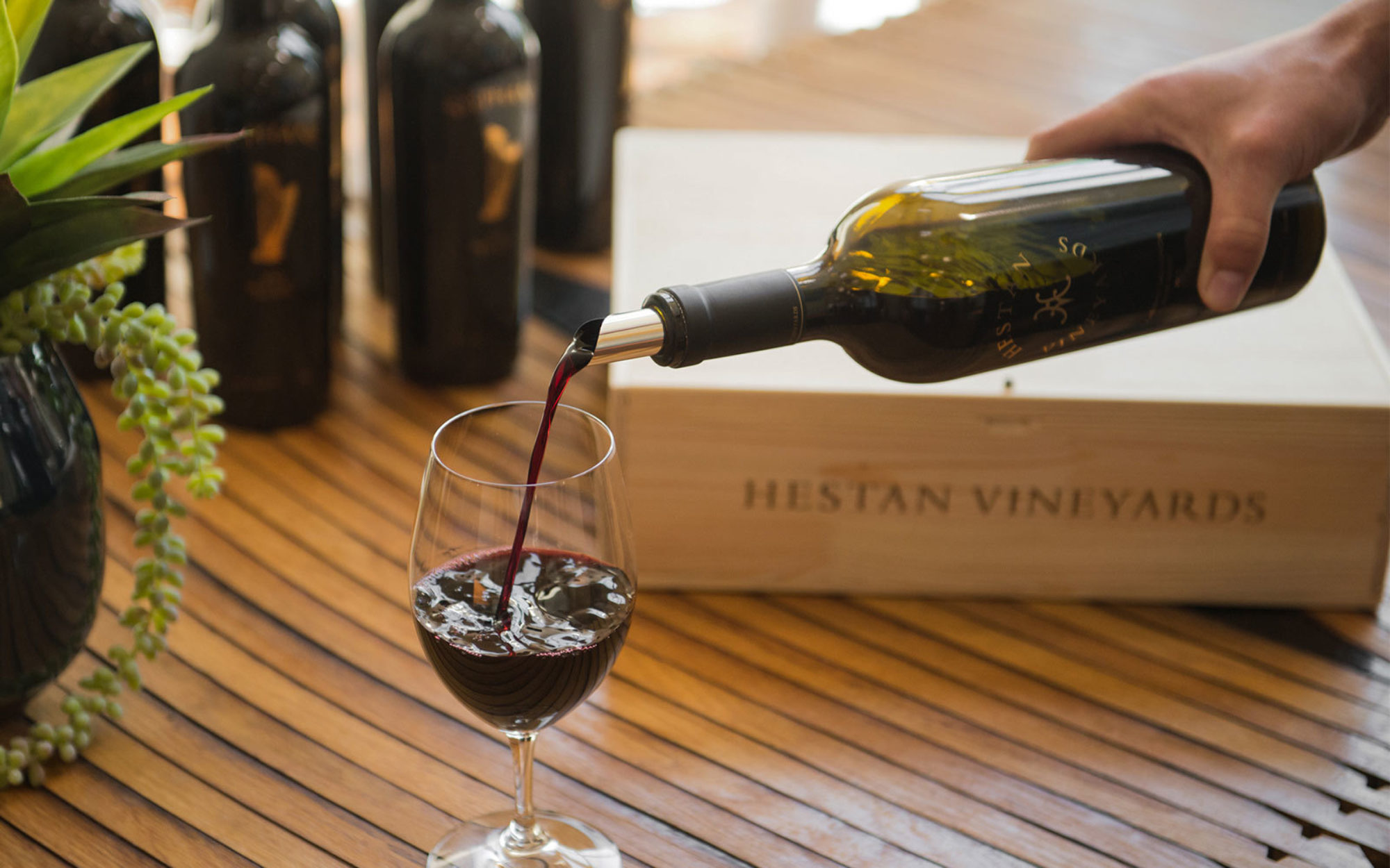 A pour of one the Hestan Vineyard's wines.